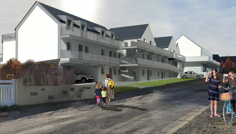 Projet urbain : Logements et commerces, salle commune - SURZUR (56)