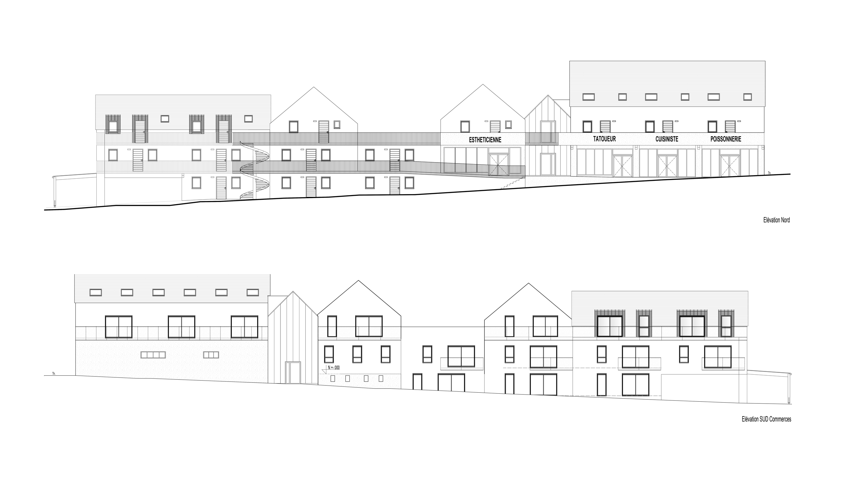 Projet urbain : Logements et commerces, salle commune - SURZUR (56)